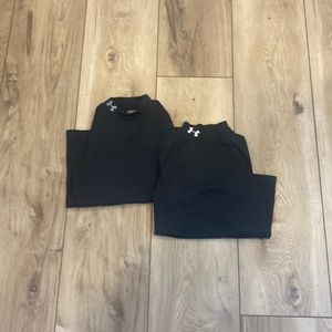 Two under Armour junior cold gear top, M and L